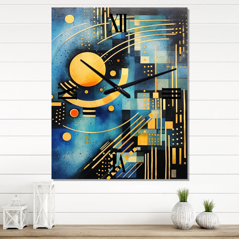 Horloge murale bleue Blue Ethereal Symmetry IV - Abstract Shapes, Très grand