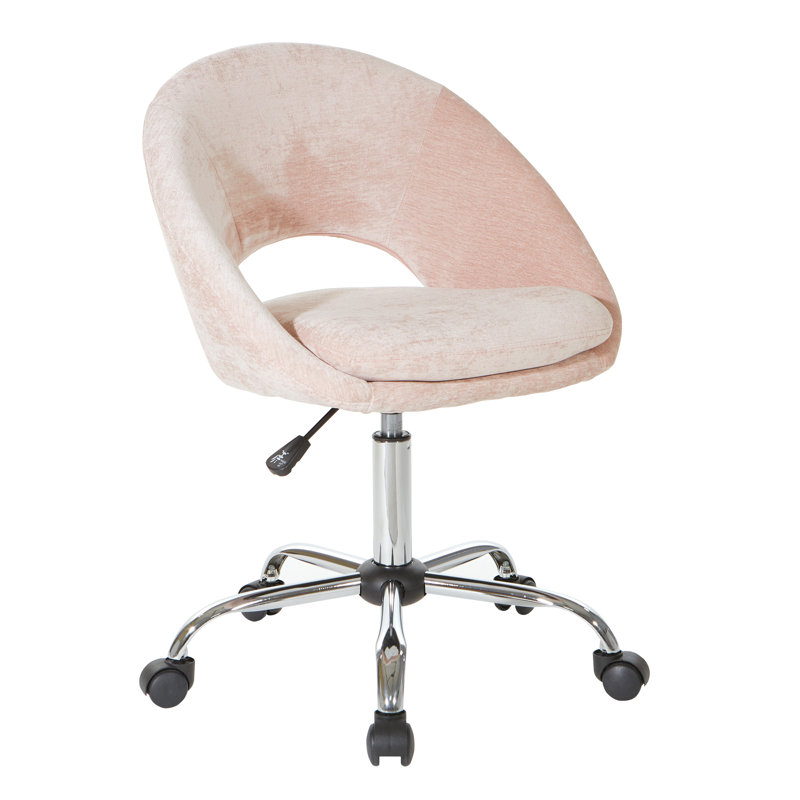 Blush Chrome Adjustable Swivel Office Chair with Padded Seat