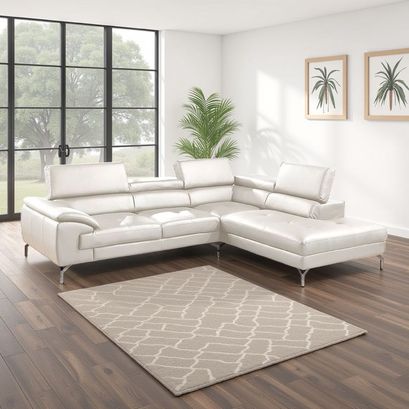 Ensemble de canapé modulaire 2 pièces Doel, Simili cuir blanc