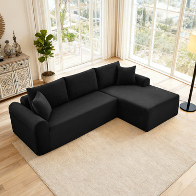 103” Modular Sectional Cloud Sofa For Living Room Modern Minimalist Couch With L-shaped Chaise Upholstered Corduroy Couch , Deep Seat, No Assembly Req by George Oliver