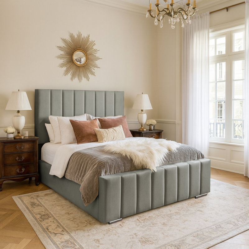 Arlon Upholstered Bed, Grey, Double (4'6)