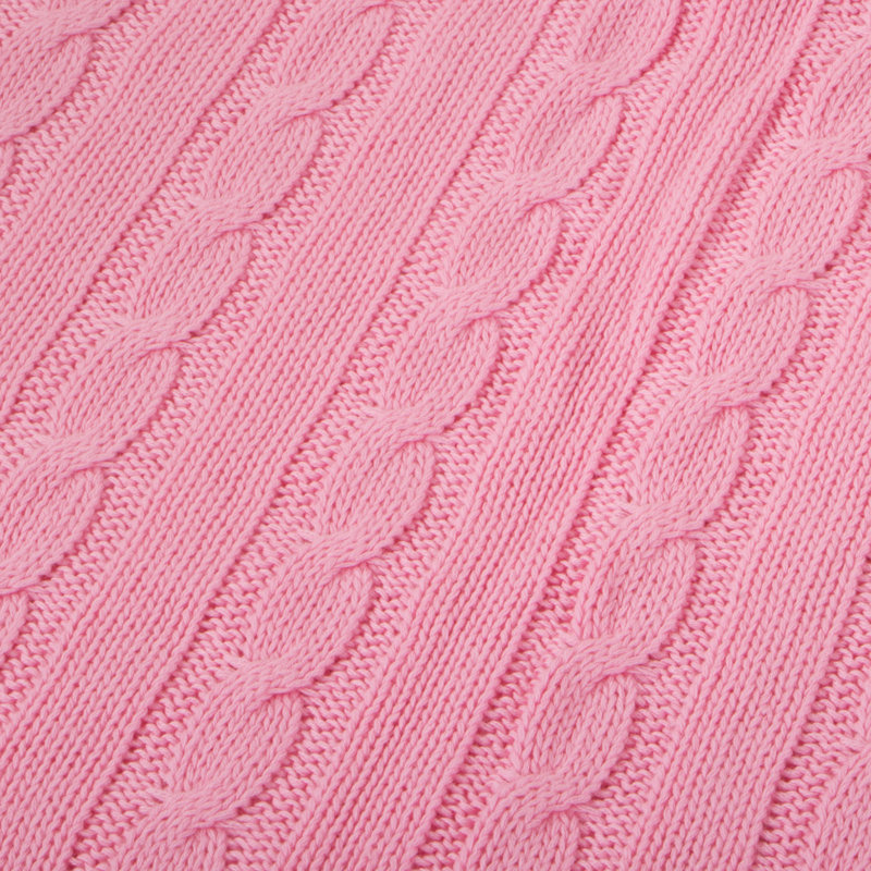 Jeté tricoté, jeté 100% pur coton, lavable à la machine, confortable - NTBAY, Rose, L 90 po x l 68 po