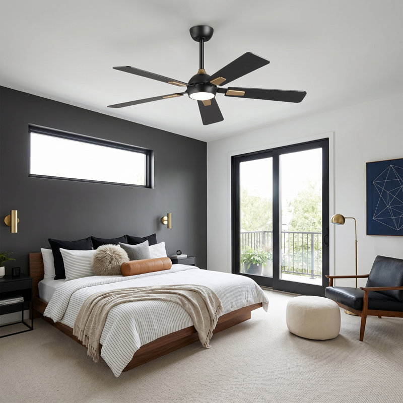 Vaczon 52" Smart Dimmable LED Ceiling Fan with 3CCT Lights, Remote/APP Control, Double-Sided Wood Blades, 6-Speed Reversible DC Motor, Adjustable Height
