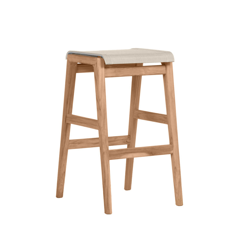 Coast Patio Bar Stool, Natural Teak Frame/Canvas Sling