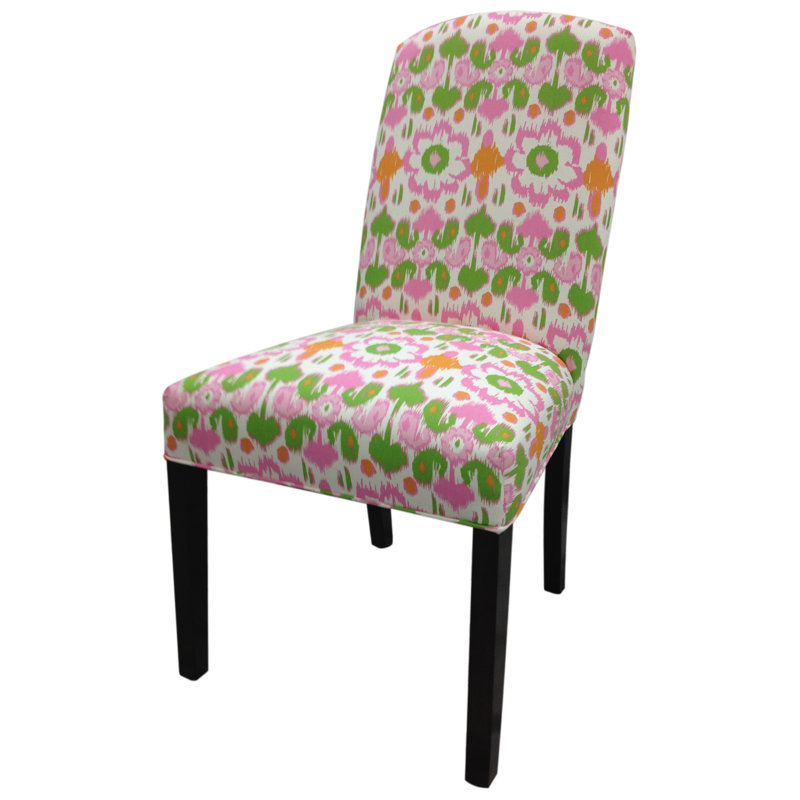 Chaise parsons en coton Flora, Rose / vert