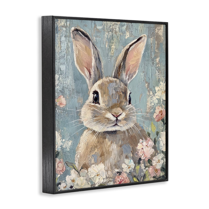 Portrait de lapin vieilli, estampe numérique, design par Franklyn Gregory, H 14 po x l 11 po, Giclée encadrée noir minuit