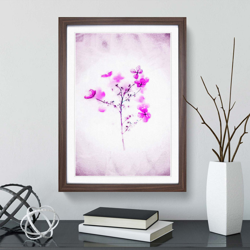 Hydrangeas in Abstract - Framed Print, 91cm H x 60cm W x 2cm D, Walnut