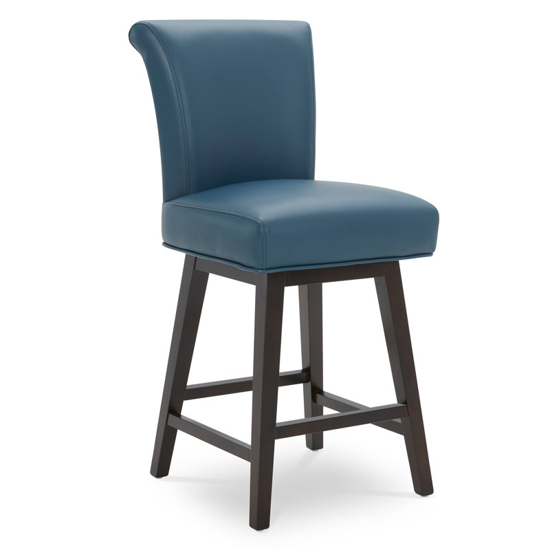 Alanys Swivel Upholstered Counter Stool, Blue