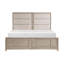 Très grand lit oriental moderne en placage de frêne avec tête de lit et rangement en tissu texturé, parfait pour les chambres élégantes. (Matelas non inclus)