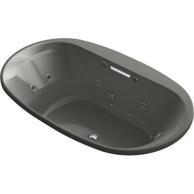 Underscore Oval 72-In X 42-In Heated Bubblemassage Air Bath With Whirlpool, Centre Drain