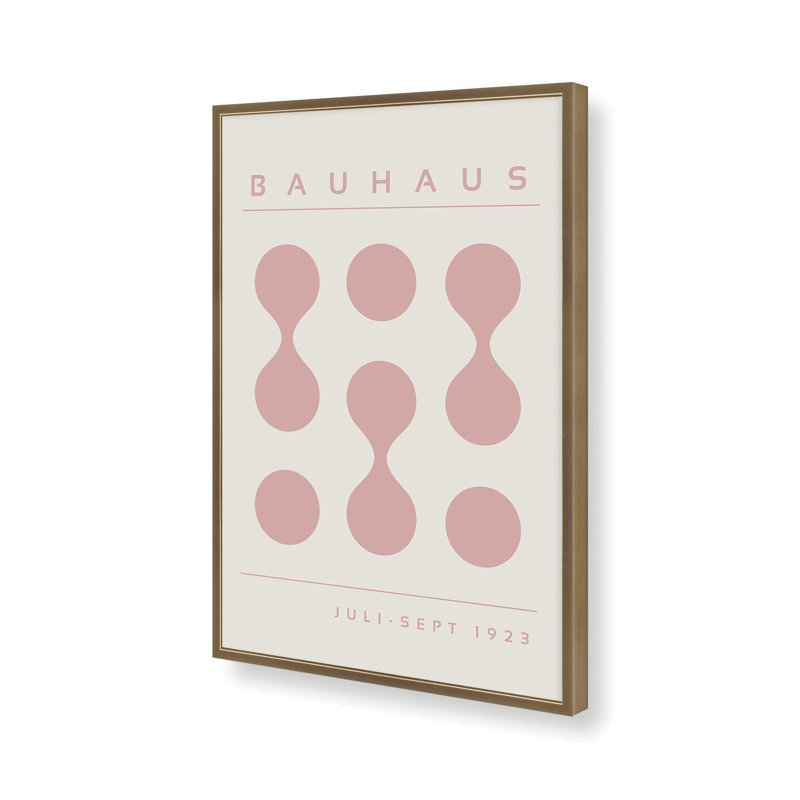 «Pink Bauhaus Flow», impression, H 25,25 po x l 19,25 po x P 1,25 po, Reproduction encadrée sans passe-partout, Or brossé