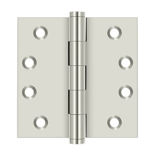 Charnières carrées en nickel poli 4 po x 4 po Deltana DSB414, Nickel poli