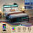 Full Size Metal Bed Frame with Upholstered Headboard, LED Lights & Charging Station, Ample Storage, No Box Spring Required-515681515