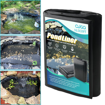 Pond Liner, 16.5 X 20 Ft Hdpe Small Pond Liners For Outdoor Ponds, Pond Liners For Koi, Fish, Water Garden, Fountain, Waterfall