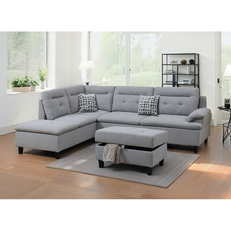 Upholstered 105.42'' Sofa, Gray Velvet