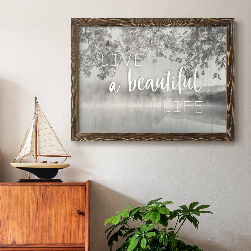 «Live A Beautiful Life», reproduction d'art sur toile, H 14 po x l 20 po x P 1,5 po, Noyer