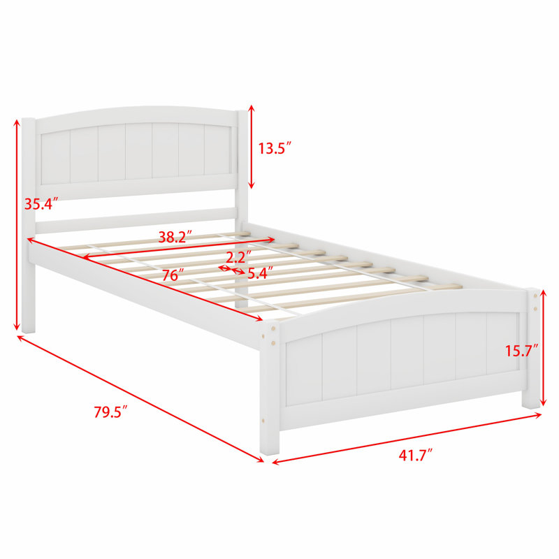 Platform Bed With Headboard And Footboard., White