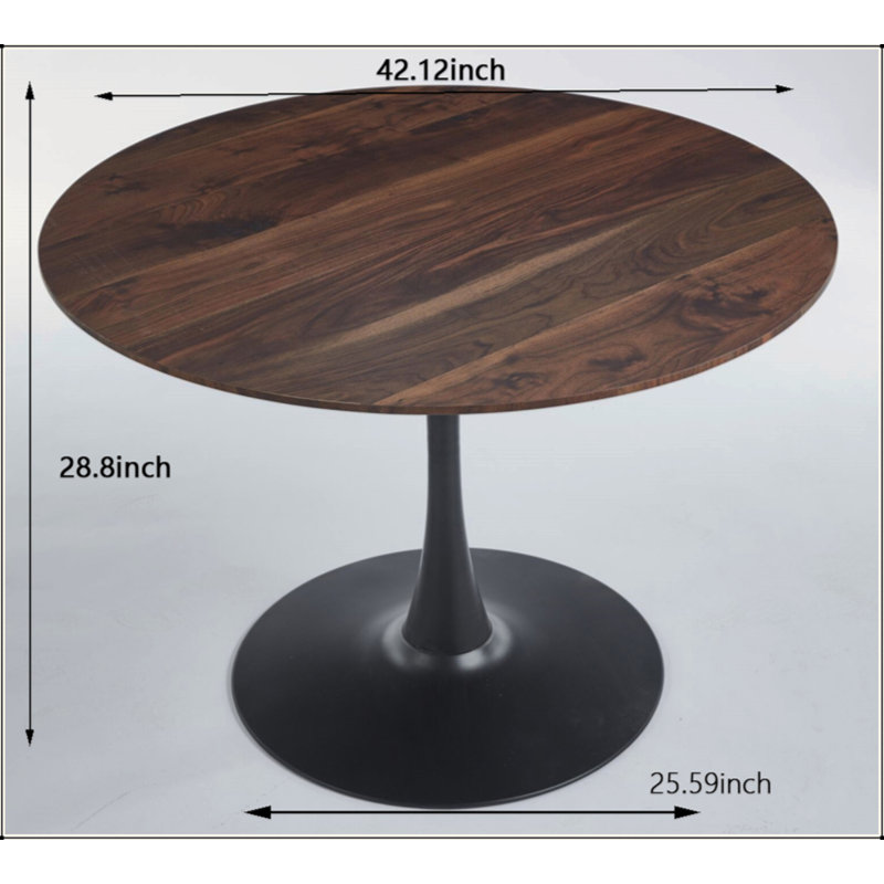 Table de salle à manger de style Mid-Century moderne pour 4 à 6 personnes - plateau rond en MDF et base à piédestal, table de bout / table basse polyvalente