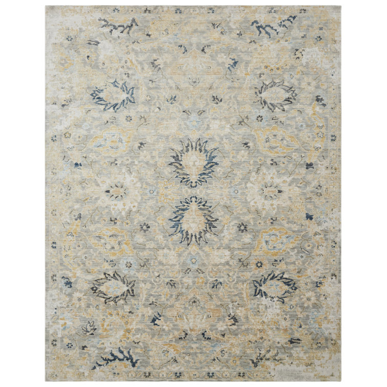 Josilin Wool Floral Area Rug in Gray