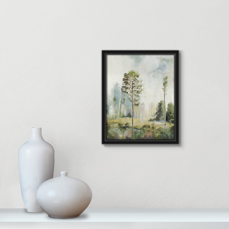 «Teton Tall Green Trees I» par Teton Pearce, reproduction sur toile flottante, H 15,5 po x l 12,5 po, Blanc