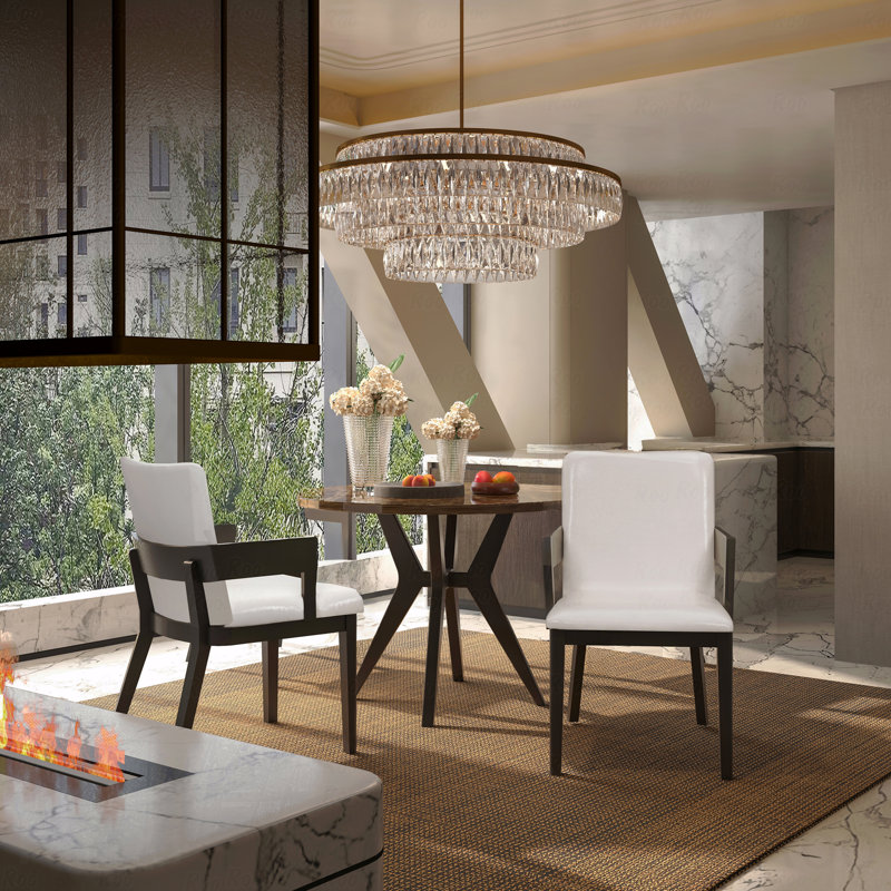 Ensemble de 2 chaises de salle à manger rembourrées en bois et en cuir synthétique brillant