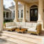 Ensemble modulaire d'extérieur modulaire, ensemble de patio 7 pièces en osier avec coussins épais et table basse élégante