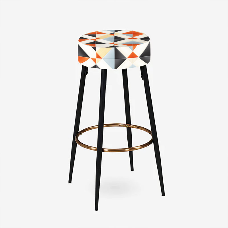 Ensemble de 2 tabourets de bar géométriques orange et beige rustiques