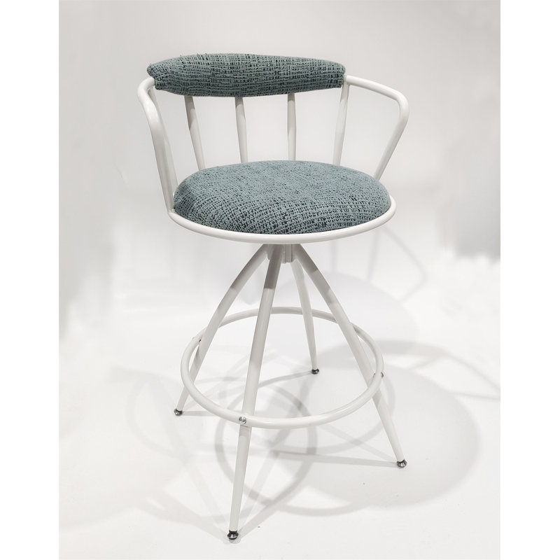 Tabouret de bar pivotant de 26 po à hauteur de comptoir avec dossier et siège rembourrés, structure en métal et repose-pieds pour la cuisine, le bar ou la salle à manger