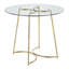 Table de salle à manger ronde en verre avec structure en acier doré, sièges 4, style contemporain, plateau transparent