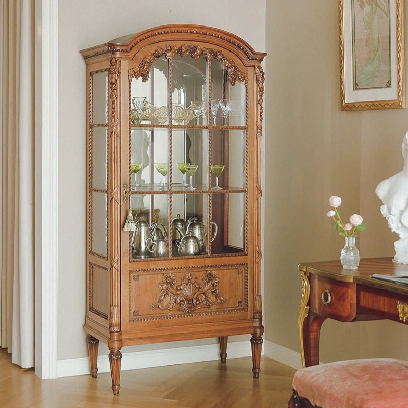 Vitrines en bois massif brun et verre