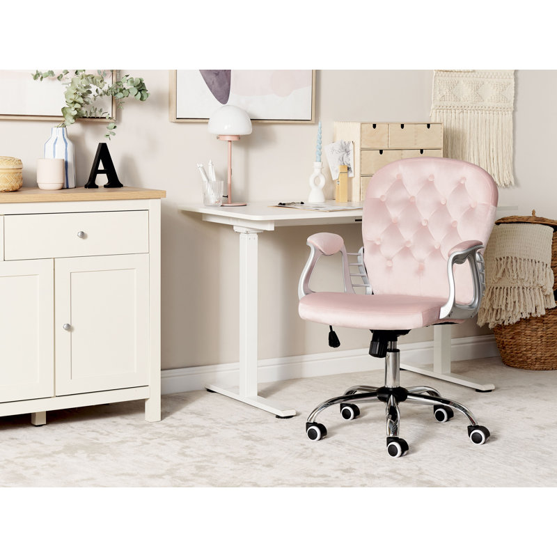 Lemannville Velvet Office Chair, Pink