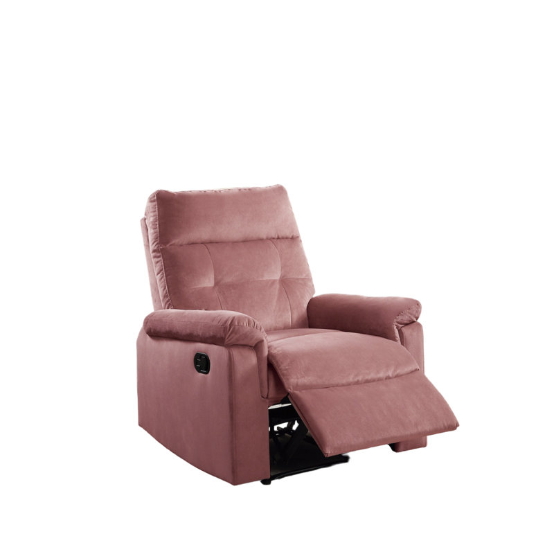 Luxurious Velvet Blush Motion Recliner Chair 1Pc Couch Manual Motion Plush Armrest Tufted Back Living Room Furniture Chair