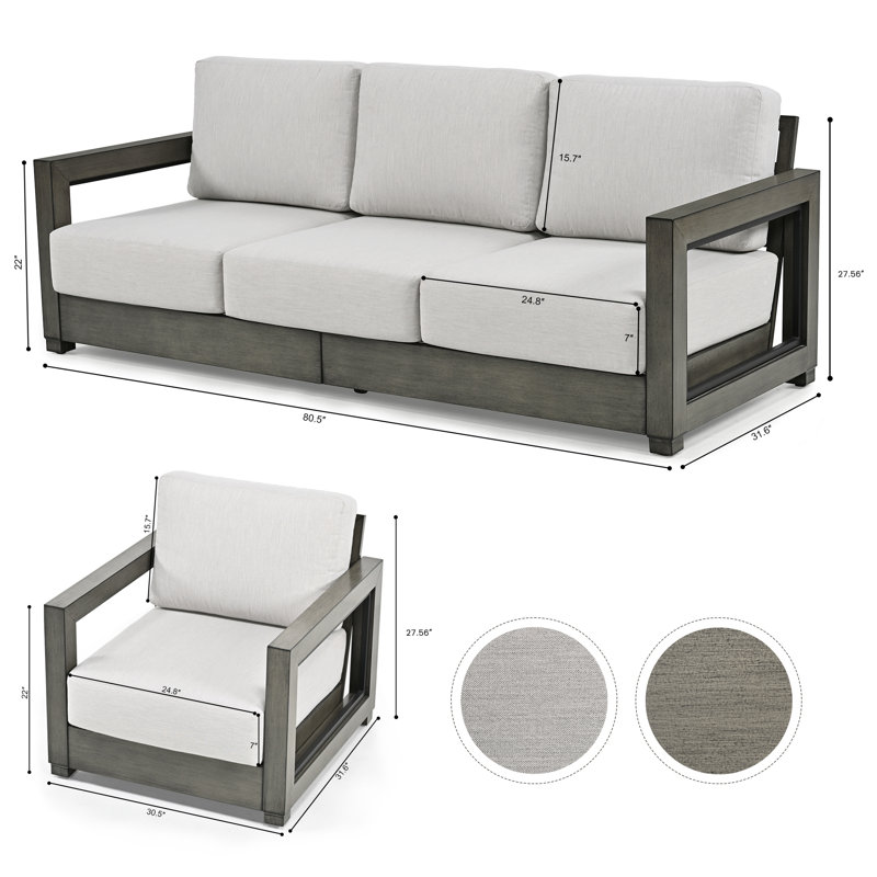 5-Person Aluminum Patio Conversation Set with Hand-painted Frame and Cushions