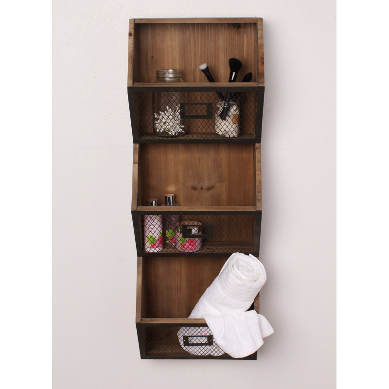 Burdock Rustic Brown Wood and Metal Wall Organizer
