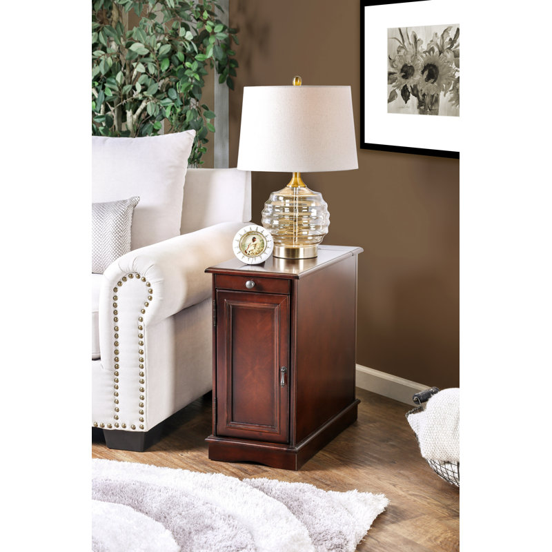 Korhonen End Table and Built-In Outlets, Cherry