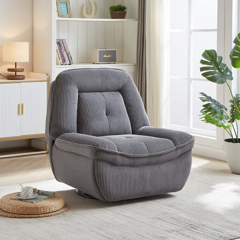 Fauteuil pivotant Tylon, Velours côtelé gris