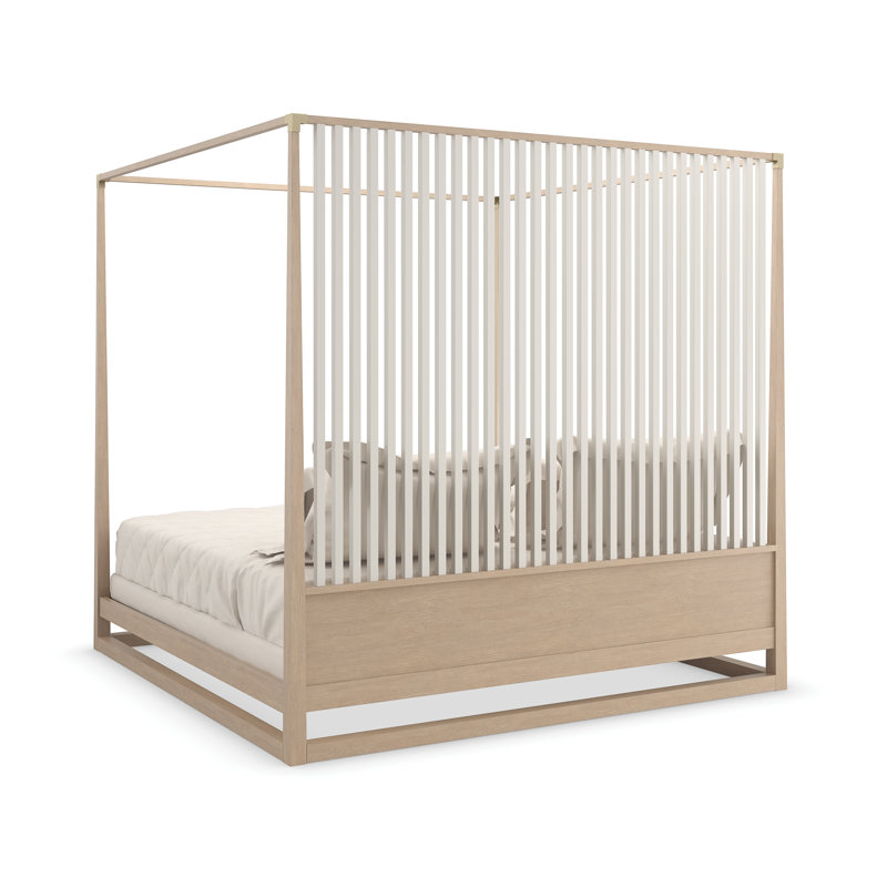 Pinstripe Solid Wood Canopy Bed, King