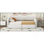 Lit de jour simple tapissier très grand avec deux tiroirs, beige