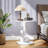 White Marble End Tables Set of 2, Nightstands for Living Room, Bedroom, Office-1244292512