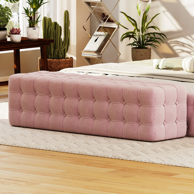 46.4" Upholstered Bench, Pink