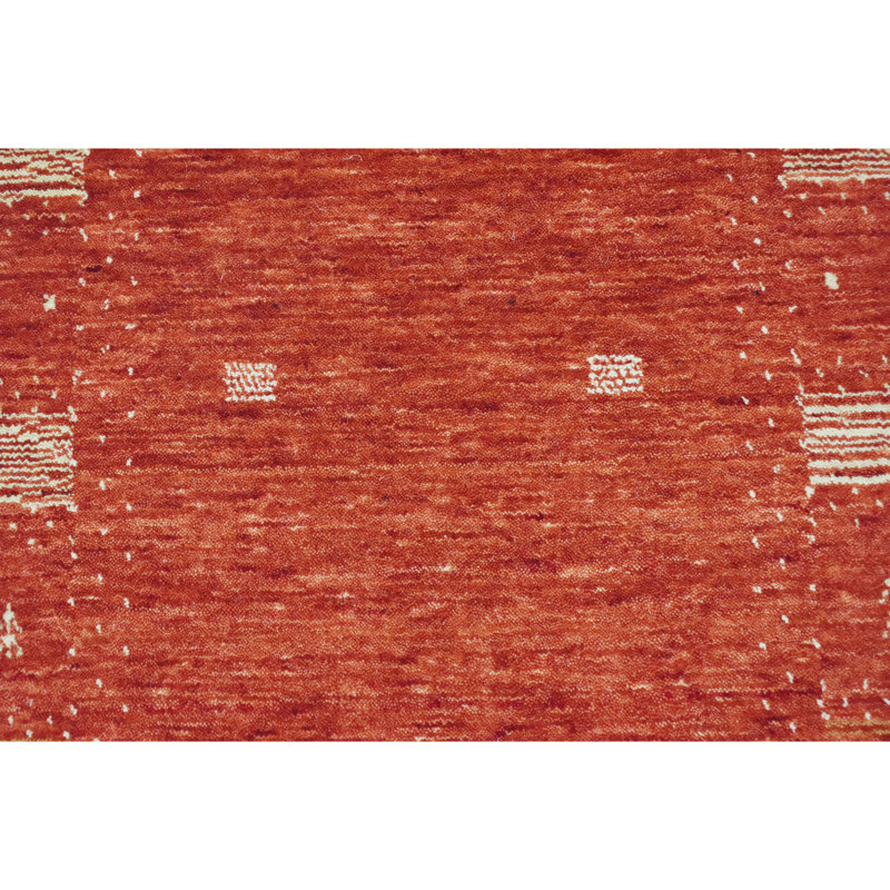 Tapis rouge et beige noué à la main de haute qualité, Tapis de couloir 2 pi 6 po x 8 pi