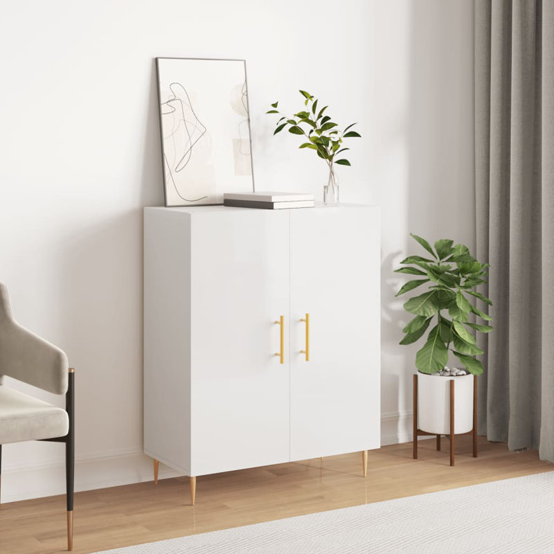 Mariacristina 2 - Door Rectangle Accent Cabinet, High Gloss White