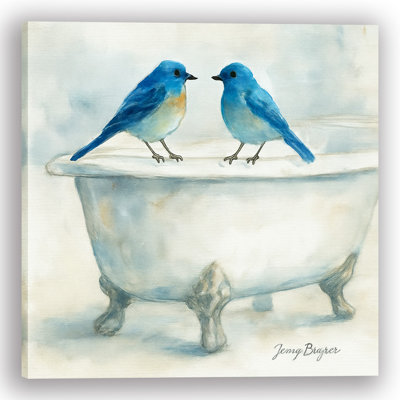 «Bluebird Bath Chat», reproduction sur toile tendue