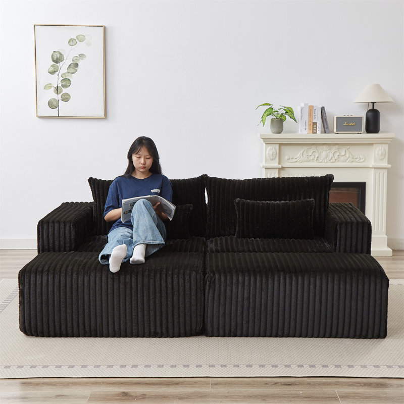 Méridienne surdimensionnée de 102 po, sans assemblage requis, causeuse en peluche nuage avec deux repose-pieds amovibles, fauteuil-lit moderne moelleux pour le salon intérieur