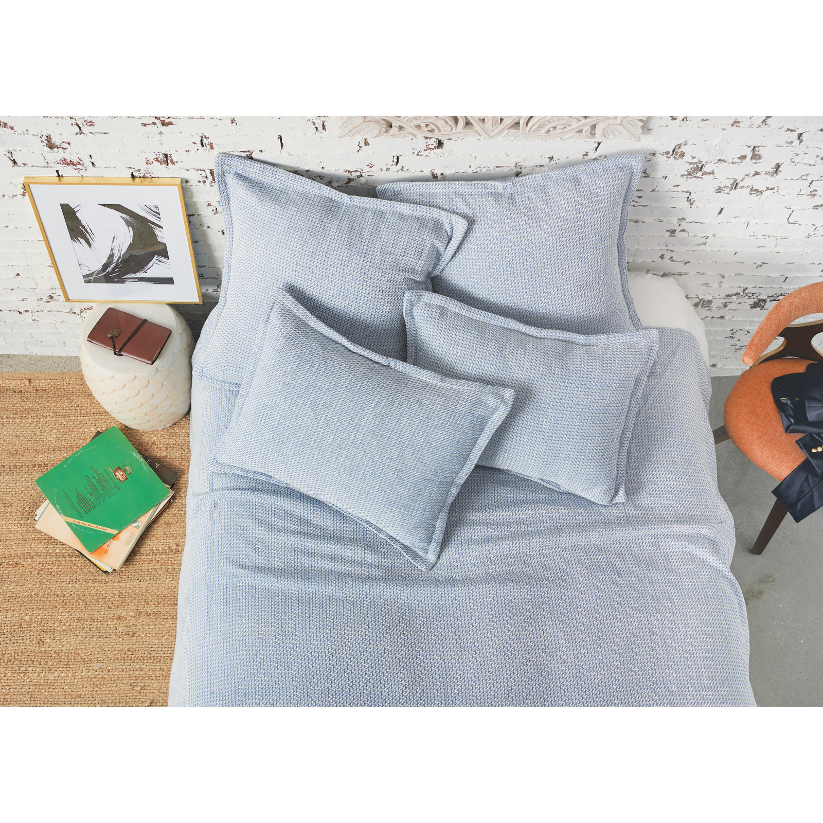 Freja Cotton Hand Woven Throw Blanket, Santorini, Full/Queen