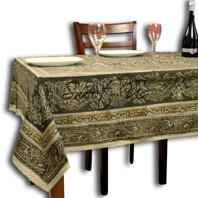 Nappe en coton à motif de teinture végétale, Vert, L 104 po x l 70 po