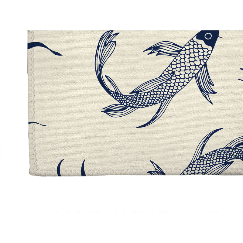 Tapis de cuisine Koi Fish, Rectangle 5' x 7', Deep Navy Animal Print