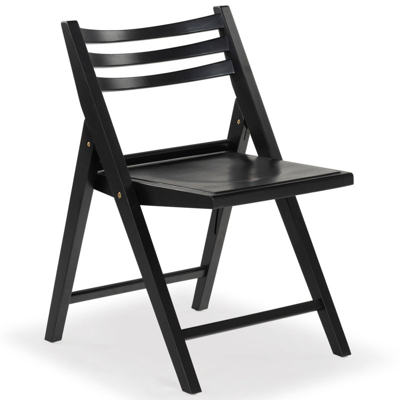 JACIE WOOD SEAT FOLDING CHAIR, Black