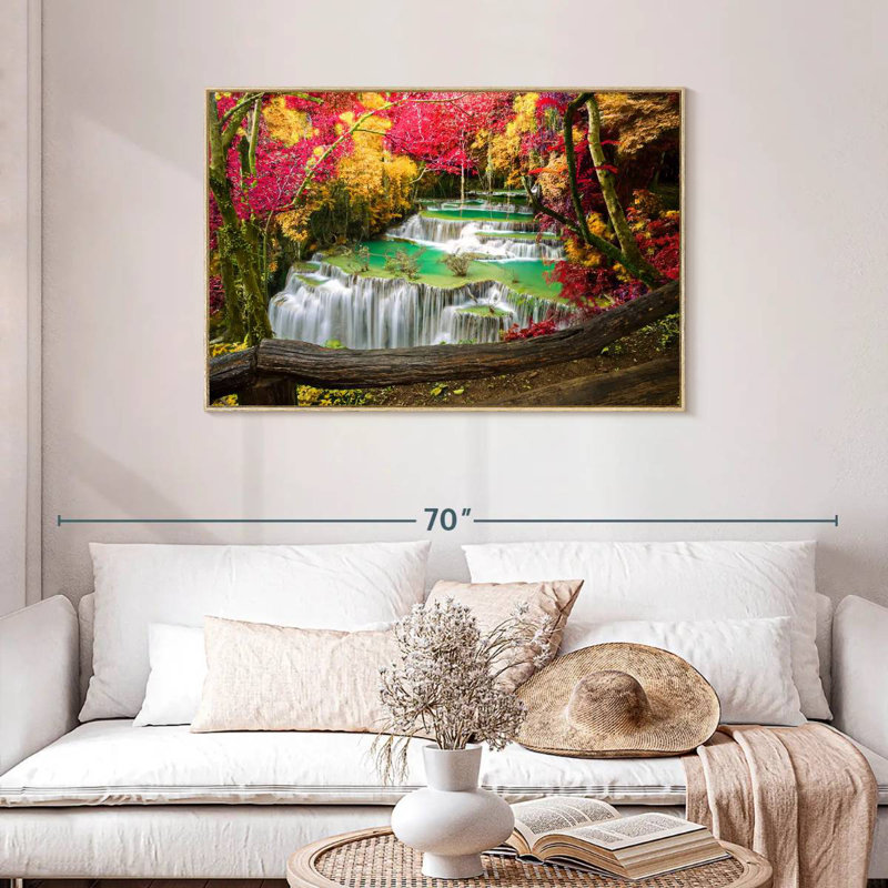 Cascade Huai Mae Khamin, Cadre flottant en bois naturel, 43 po x 29 po