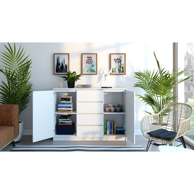Tian 4 Drawer Combi Chest, White Matte